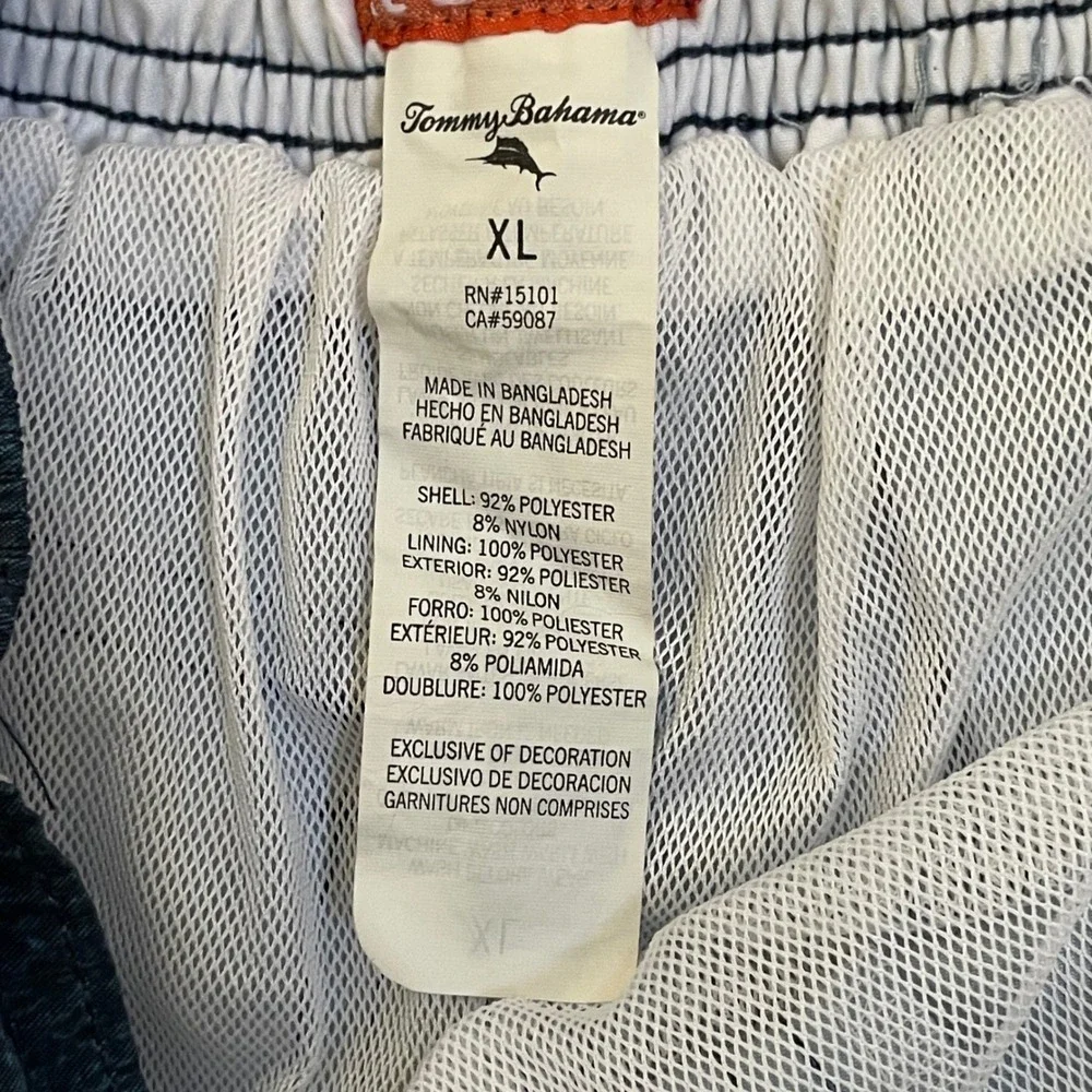 Tommy Bahama Kids Boy Swim Trunks Size XL Blue Orange Tribal Print Elastic Waist